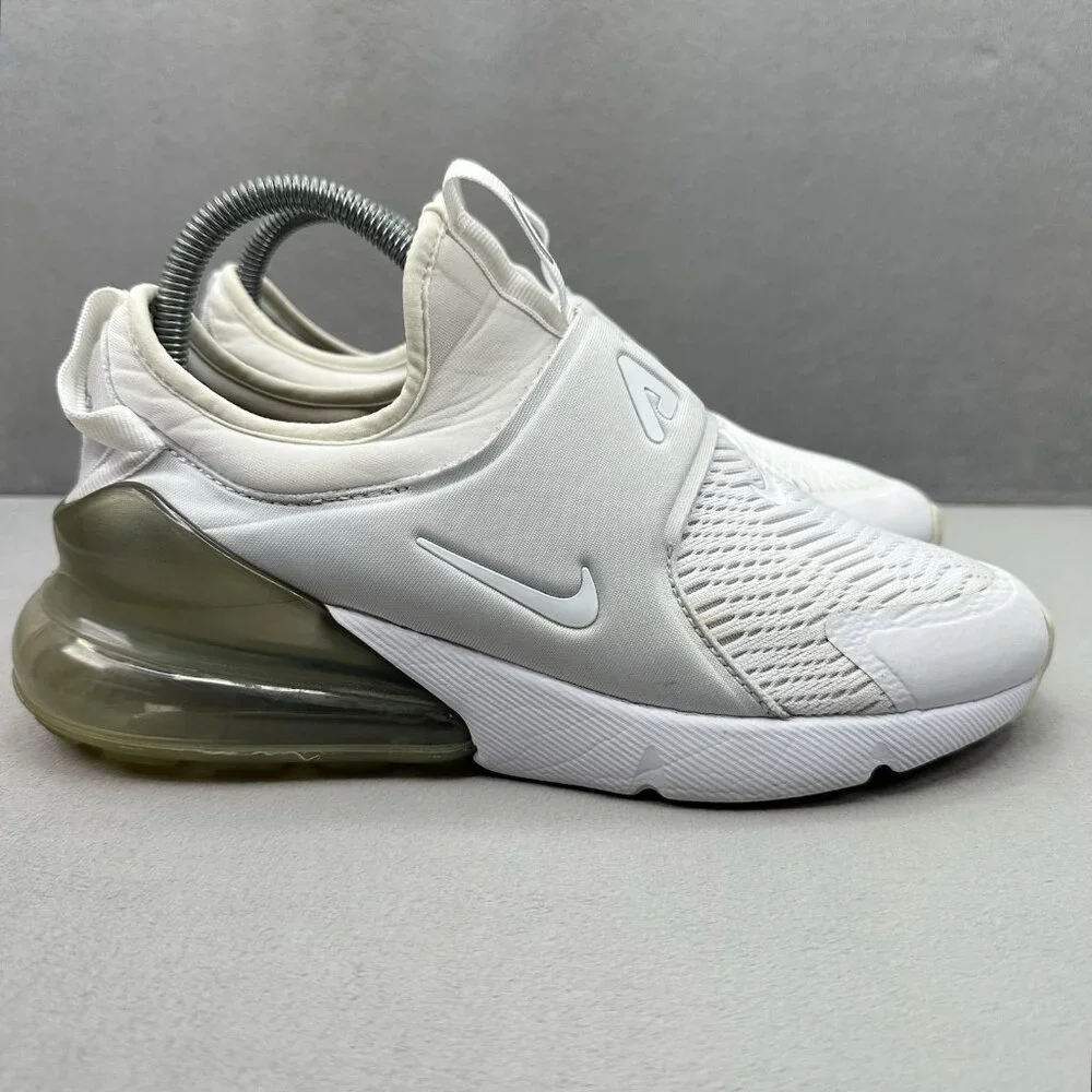 Womens 8 / 6.5Y Nike Air‎ Max 270 Extreme Shoes White / Silver Slip-On Athletic